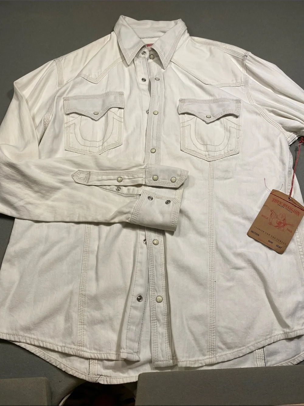 True Religion White Men's Western Snap Shirt